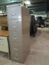 Steelcase Beige Metal 5 Drawer File Cabinet