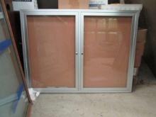 Aluminum Double Glass Door Message Center/Bulletin Board