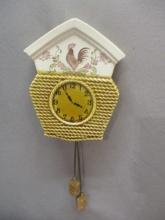 1960's Ceramic Cuckoo Clock w/Weights Wall Pocket Made In Japan 6"w X 8"h