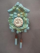 Vintage Ceramic Cuckoo Clock Wall Pocket w/Weights 4 1/2"w X 6 1/2"h