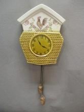 1960's Ceramic Cuckoo Clock w/Weights Wall Pocket Made In Japan 6"w X 8"h