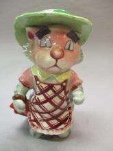 Cat w/Apron & Green Hat Vase Made in Japan 6 1/2"