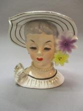 6" Vintage Relpo Lady Head Vase K-860 - Missing Part of Earring