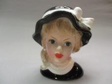 5"  1950's Lady Head Vase By TII Made in Japan
