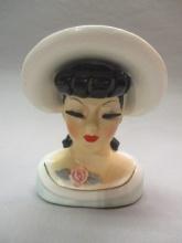 6"  1950's Lady Head Vase Made in Japan
