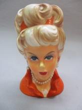 7" Rubens Lady Head Vase Made in Japan - Some Paint Damage