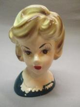 6" Vintage Lady Head Vase Made in Japan - Some Paint Damage