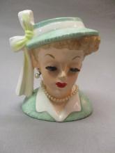 4 1/2"   1958 Napco C-3342A Lady Head Vase Made in Japan