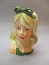6 1/2" Caffco E3144 Vintage Lady Head Vase Made in Japan