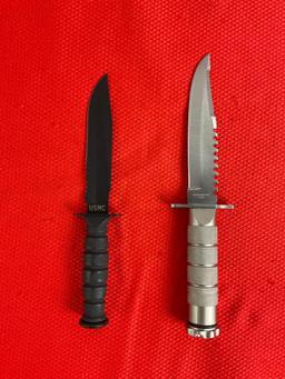 2 pcs 4" Steel Fixed Blade Hunting Knives. Hero Edge H-4874-M. Ramster KT-2181CH. See pics.