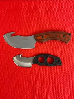 2 pcs Rite Edge Steel Fixed Blade Skinner Knives w/ Guthook Models 210894 & 211184. NIB. See pics.