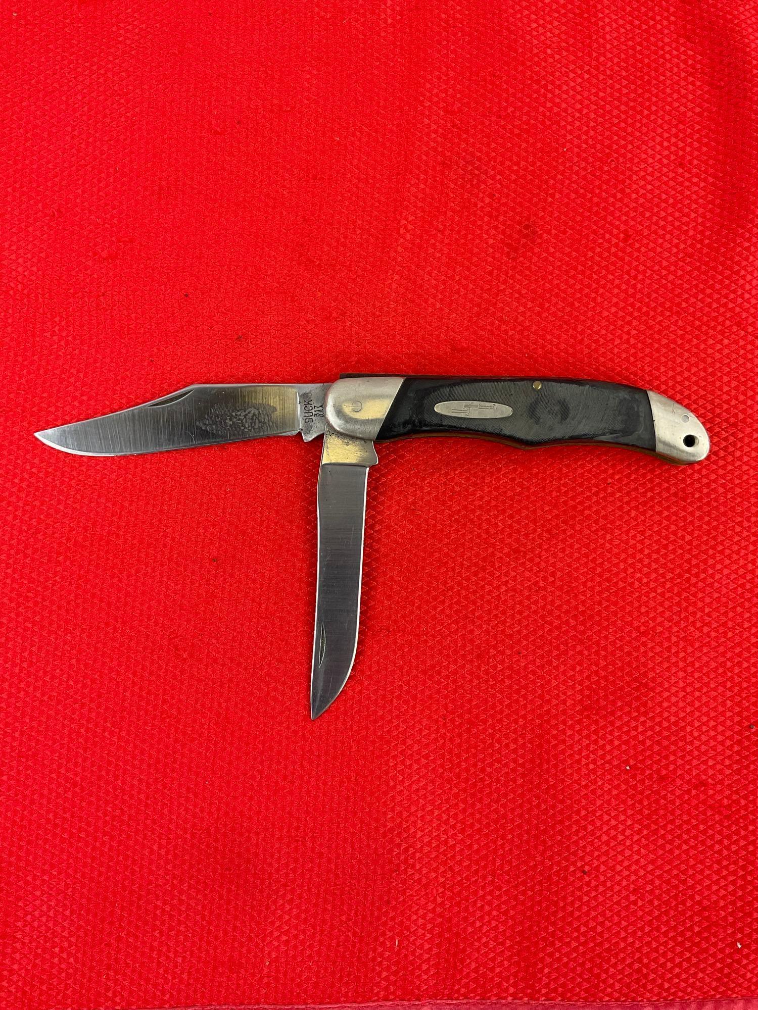 Vintage Buck 4" Steel Folding 2-Blade Trailblazer Pocket Knife Model 317 w/ Composite Handle. See