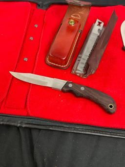 Kershaw Multibladed Interchangeable Knife w/ Leather Case & Kershaw Black Fixed Blade Knife