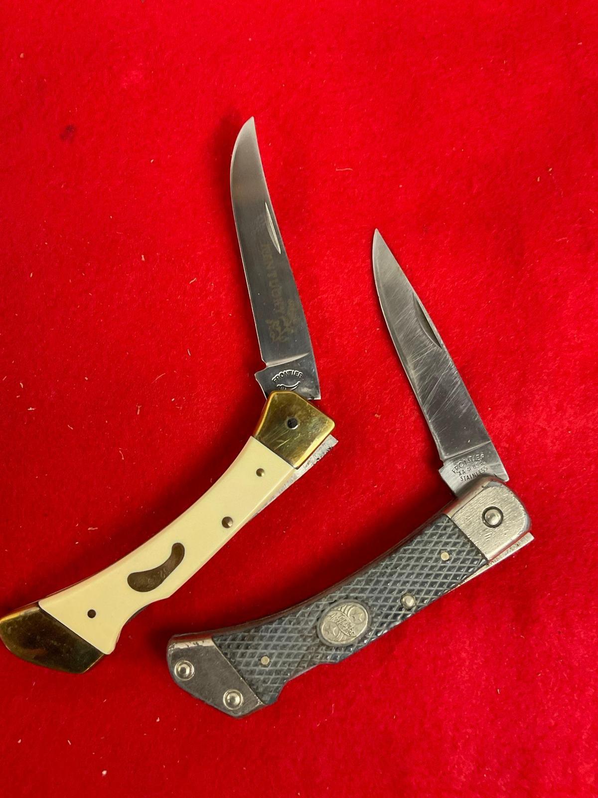 2x Frontier Folding Pocket Knives - The All Americans & Kentucky - Blades are 3" long - See pics