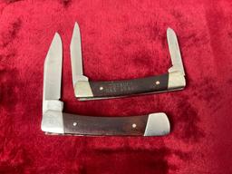 Pair of Vintage Buck Folding Pocket Knives 703 Colt Double Blade & 704 Maverick Slip Joint