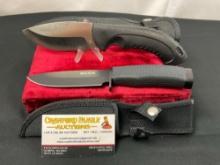 Pair of Buck Fixed Blade Knives, Model 392, & unmarked, Stainless blades & Rubber handles