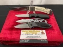 3x Gerber Folding Pocket Knives, models 500, Paraframe Gerber 7728 Silver Knight 300 & Buck X11