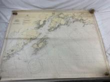 Vintage 1940s US DOC Survey Map, Alaska South Coast, Cape St. Elias to Shumagin Islands