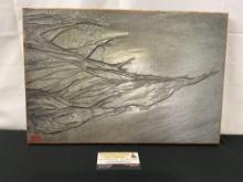 Photo Encaustic (Photo on Wood Panel) titled Shi Shi Beach-Merlin by Kathy Hastings