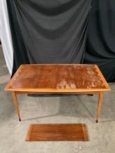 Vintage Mission Style Expanding Wooden Dining Table w/ Loose Leaf & Handsome Details. See pics.