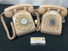 Pair of Vintage Rotary Phones, Pink in Color Bell System by Western Electric