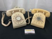 Pair of Vintage Rotary Phones, both Cream in Color by Western Electric