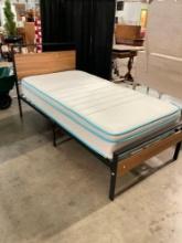 Wood & Metal Modern Twin Bed frame w/ Linenspa twin mattress