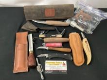 Woodworking Tools, Beavercraft Set w/ Leather Case, Schrade Old Timer 24OT Whittler, Flex Cut & m...