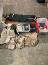 Mass Fishing Collectiong w/ Lots of gear incl. 2x Hodgman Waders, Vests & a Jacket,
