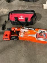 Black & Decker Powered Handsaw & Fire Storm 14.4V Drill w/ Charger in Husky Work Bag