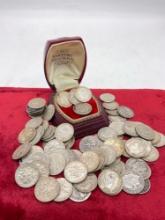 87 X Silver mostly Roosevelt dimes , just a couple of mercury dimes nice bunch of coins