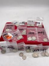 61 X Roosevelt silver dimes Nice bunch of coins 1946-1964 assorted mint marks