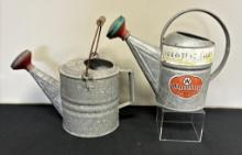 2 Galvanized Metal Watering Cans