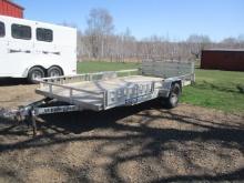 14’ DCT Silverline aluminum trailer w/fold down rear ramp & spare tire