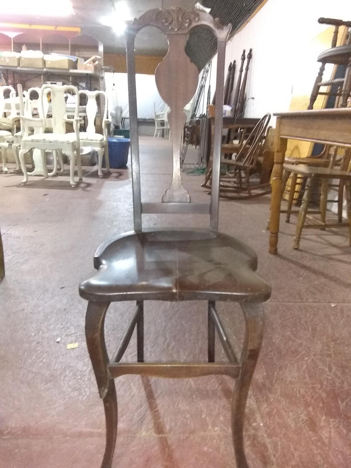 Vintage Plank Bottom High Back Side Chair