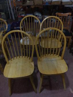 Collection 4 Natural Birch Spindle Back Dining Chairs