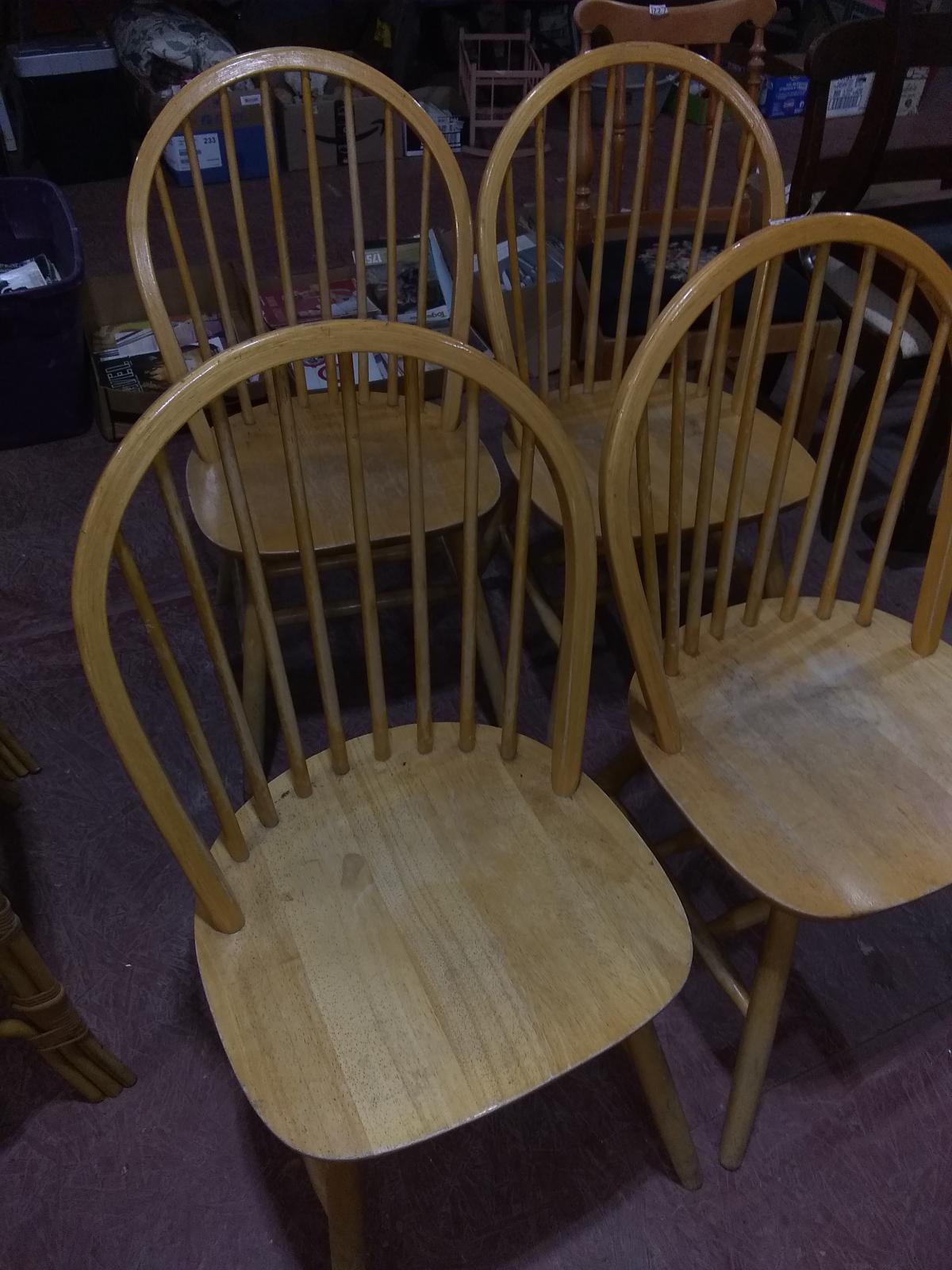 Collection 4 Natural Birch Spindle Back Dining Chairs