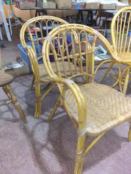 Pair Rattan Side Chairs