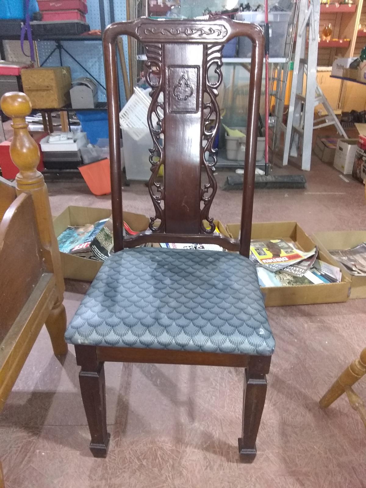 Chinese Chippendale Mahogany Carved Back Side Chair
