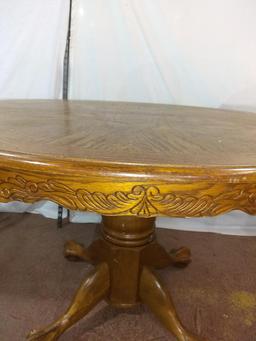 Contemporary Oak Pedestal Dining Table with Eagle Claw and Ball Feet