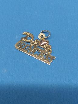 14K Gold Princess Necklace Charm