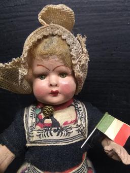 Haly Elcee Vintage Dutch Composition Doll with Wooden Shoes