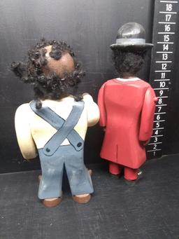 Pair Hand Painted Wooden Mr & Mrs African American Figures