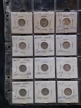 Coin-Collection 12 Dimes 1940s 50s