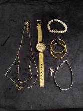 Assorted Costume Jewelry-watch, Necklace, Earrings, Charm