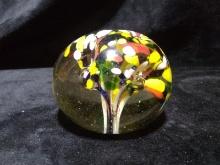 Glass Paperweight -Flowers
