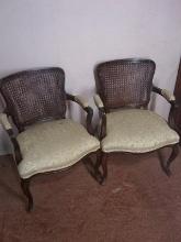 (2) French Provincial Cane Back Arm Chairs (x2)