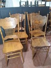 (4) Oak Pressed Back Dining Chairs (4)