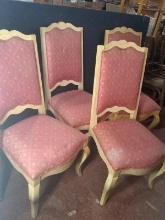 (4) Bleached Pine Shabby Chic Upholstered Chairs (x4)