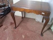 Antique Mahogany Side Table with Sculpted Skirt